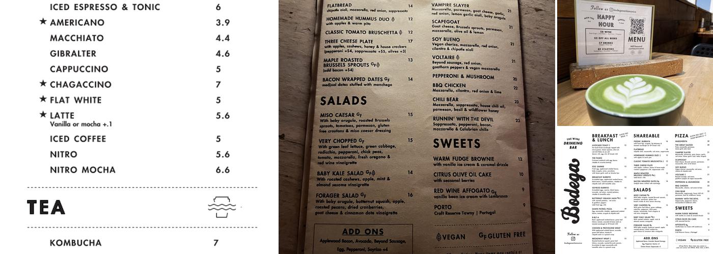 Bodega Wine Bar Menu