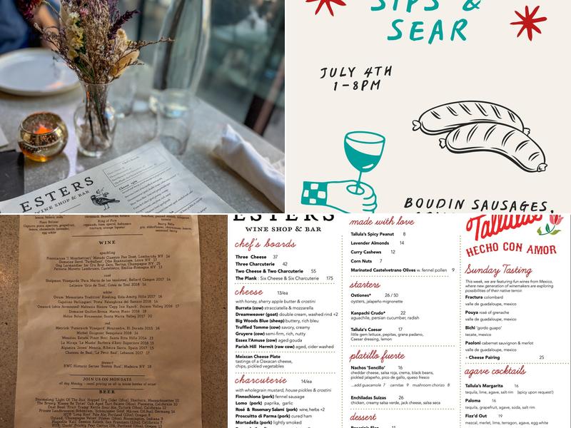 Esters Wine Shop & Bar Menu