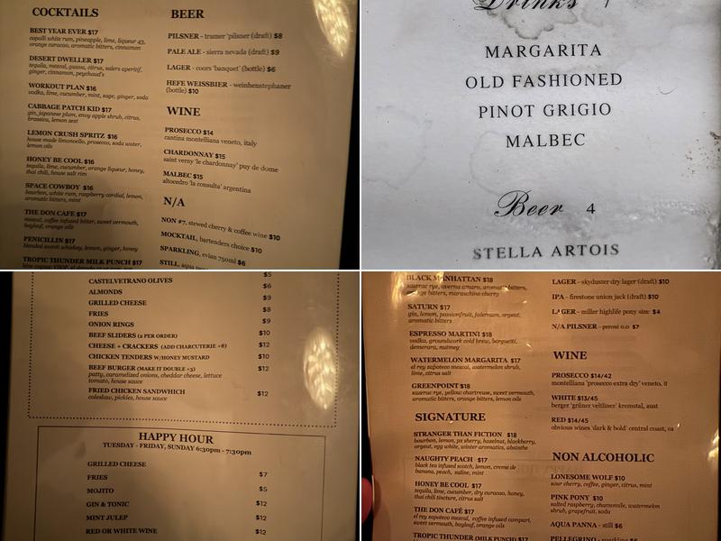 Bar Chloe Menu