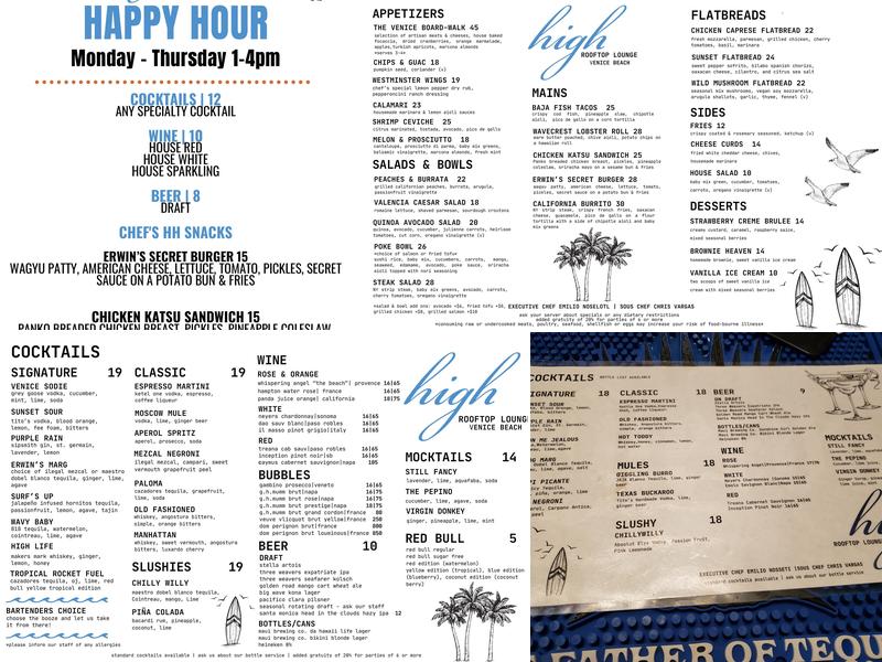 High Rooftop Lounge Menu