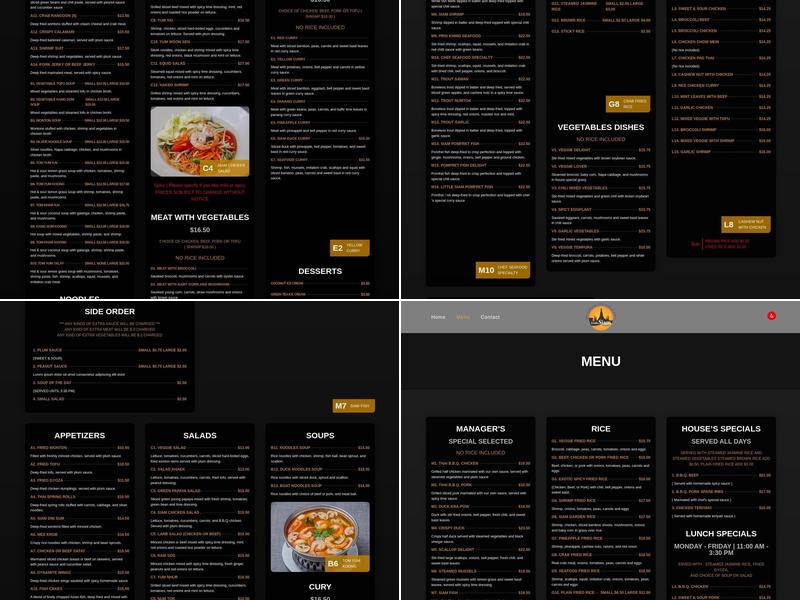 Little Siam Restaurant Menu