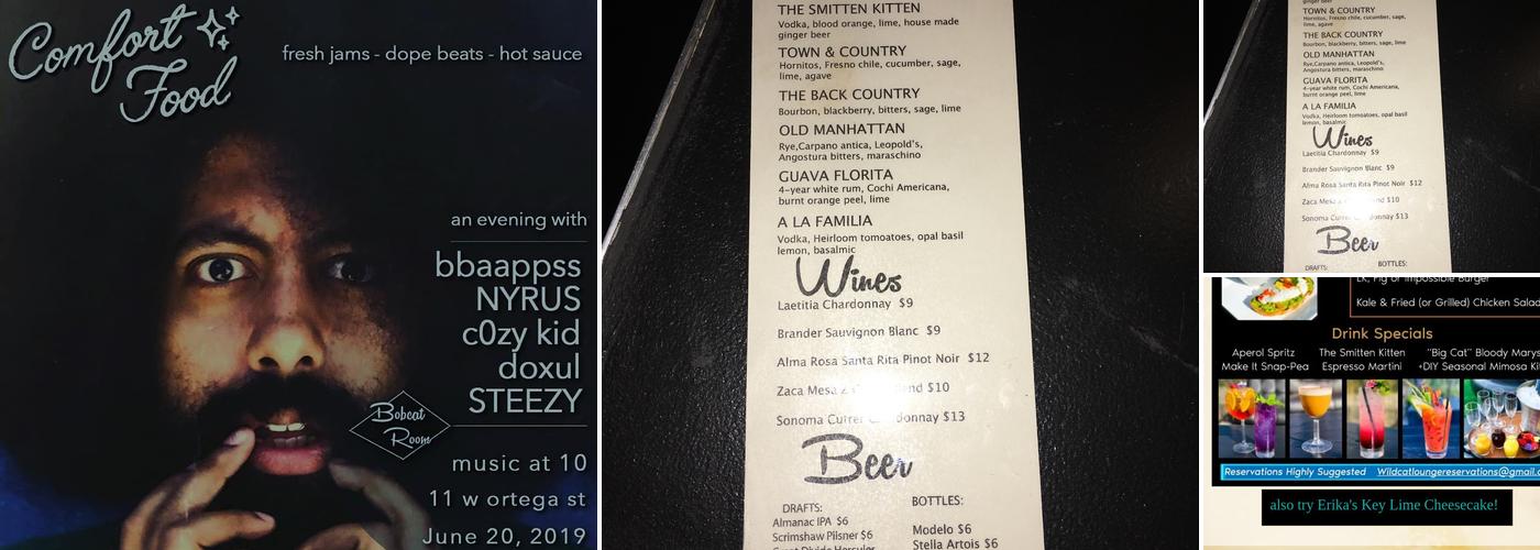 The Bobcat Room Menu