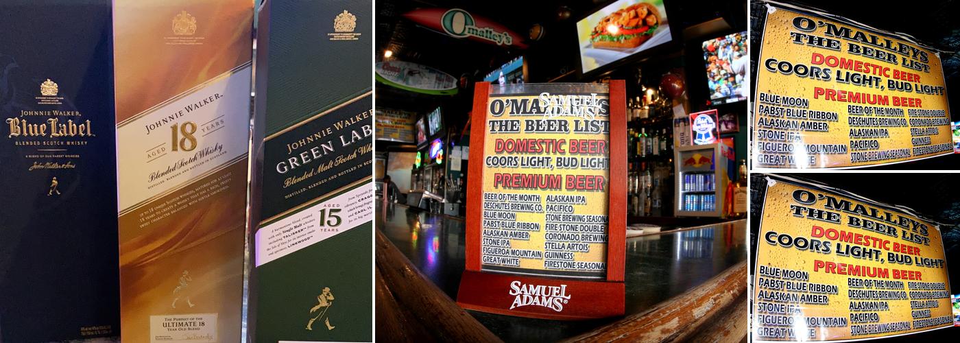 O'Malleys Bar Menu