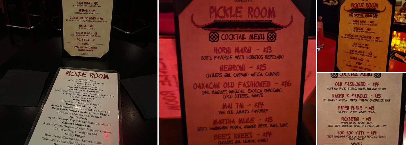 The Pickle Room Menu
