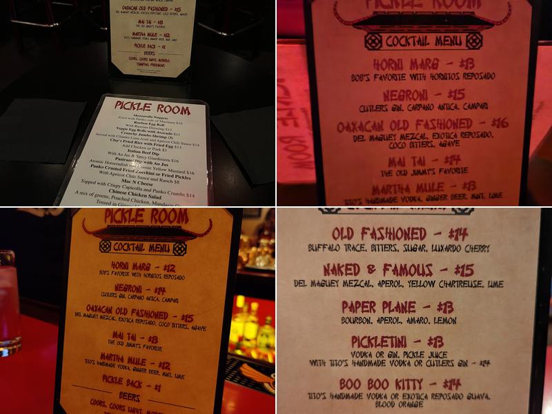 The Pickle Room Menu