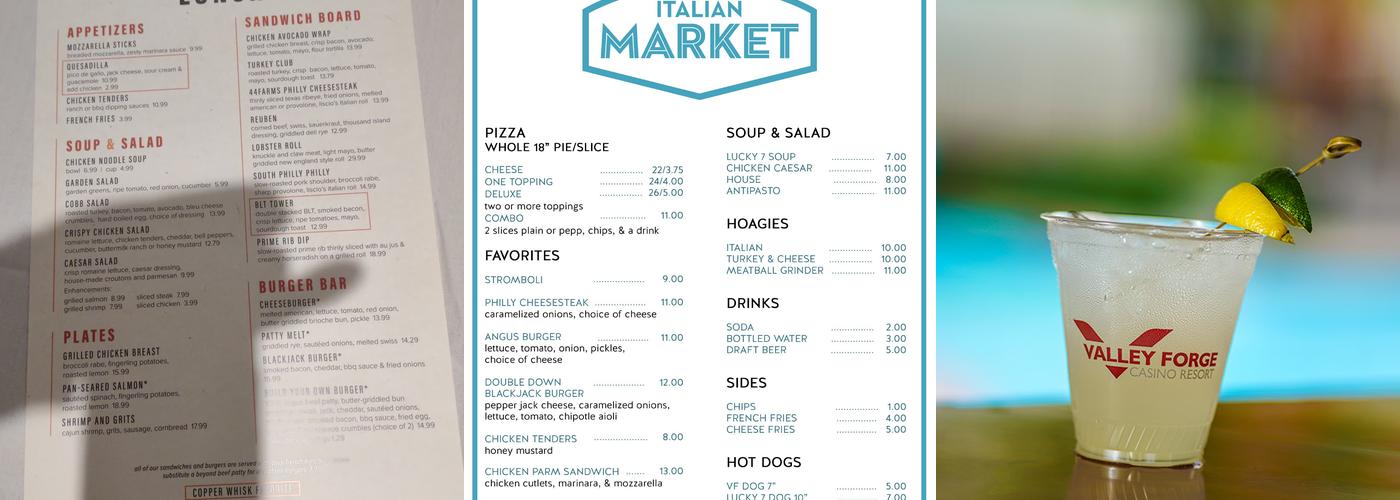 Valley Forge Casino Resort Menu