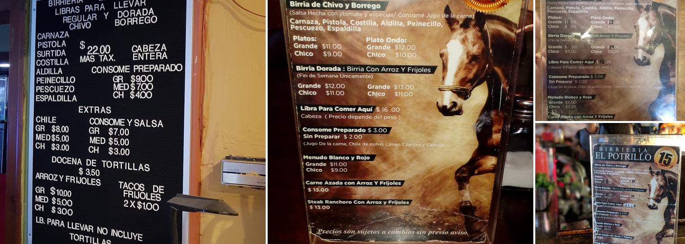El Potrillo Birrieria Menu