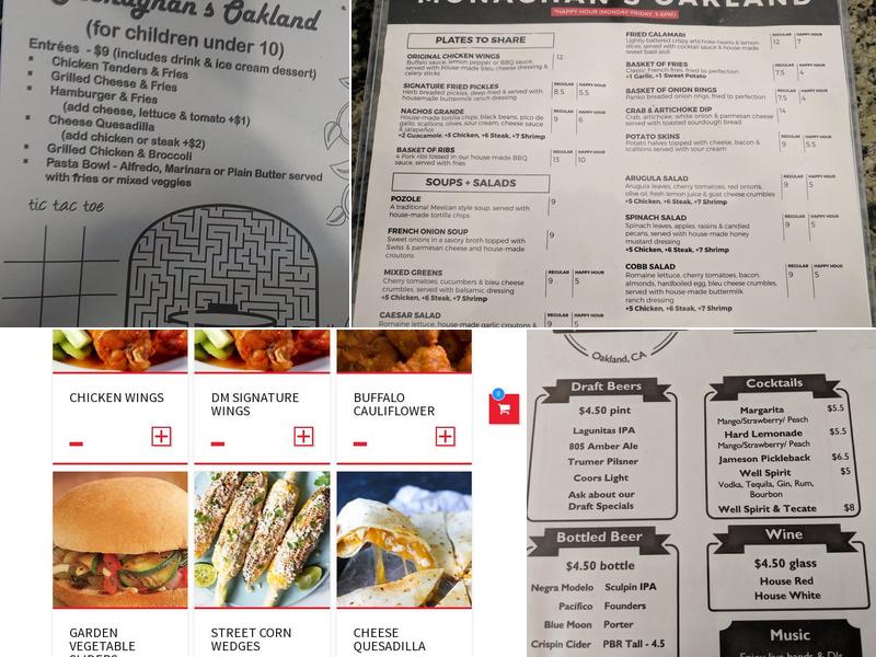 D.Monaghans On The Hill Menu