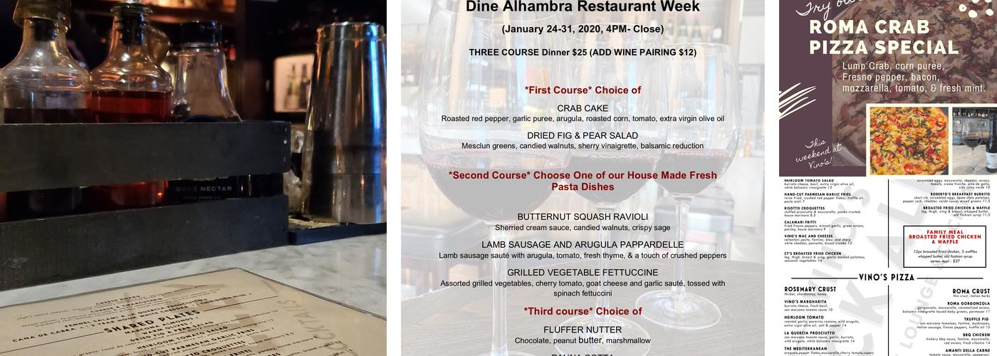 Vino's Back Alley Menu