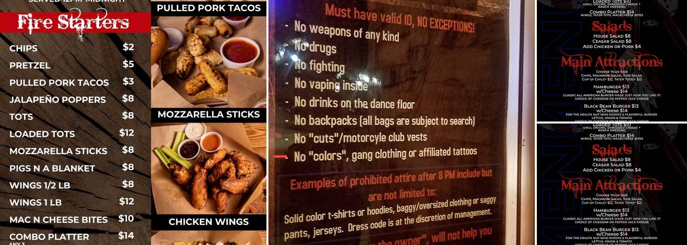 Broken Arrow Saloon Menu