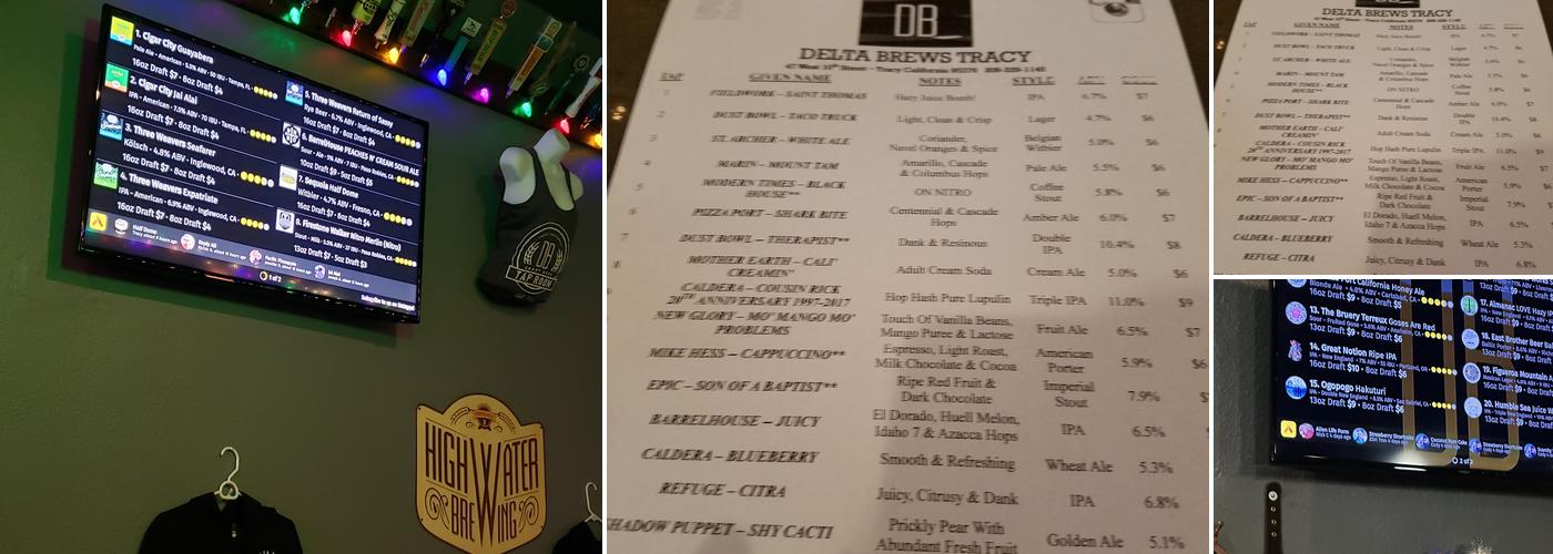 Delta Brews Tracy Menu