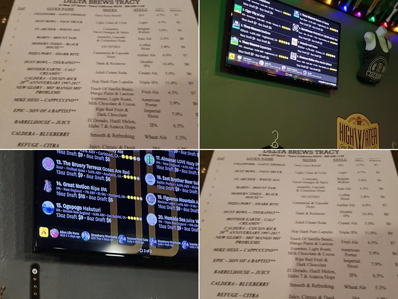 Delta Brews Tracy Menu