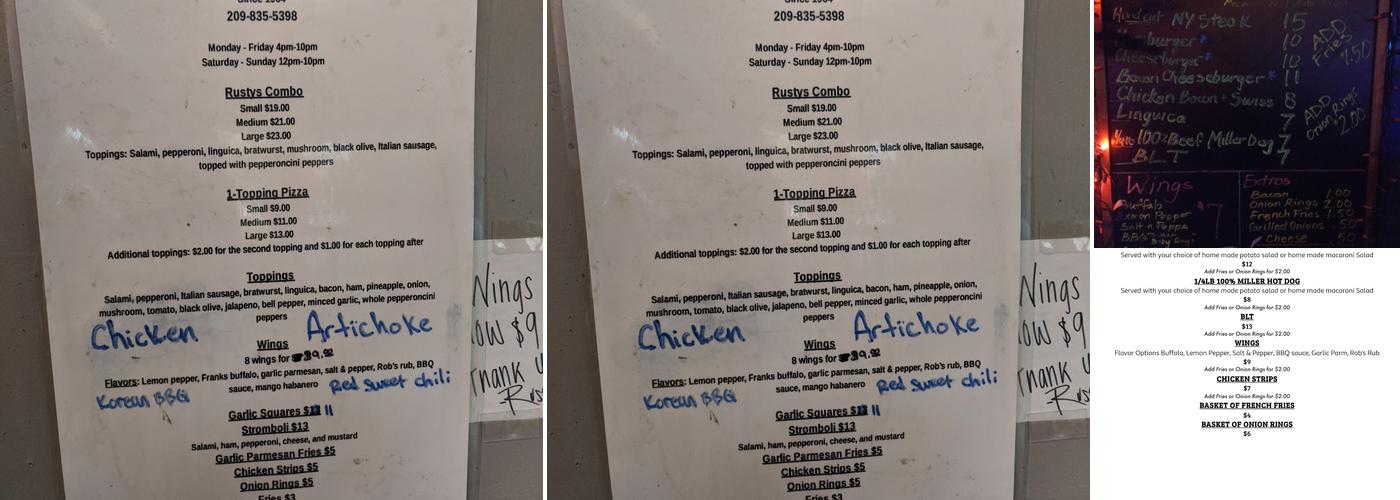 Rusty's Menu