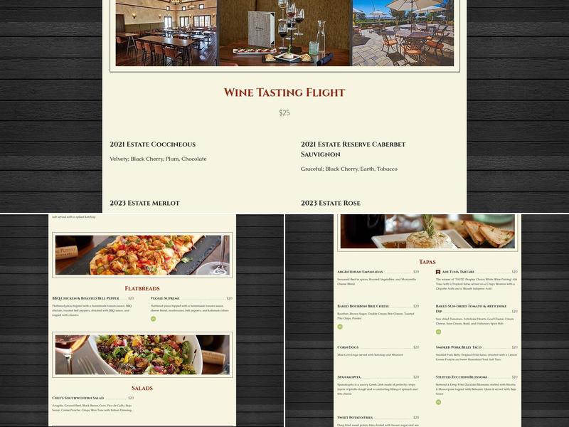 Las Positas Vineyards Menu