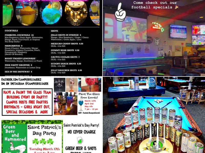 Campus Billiards Craft Beer & Sports Bar Menu