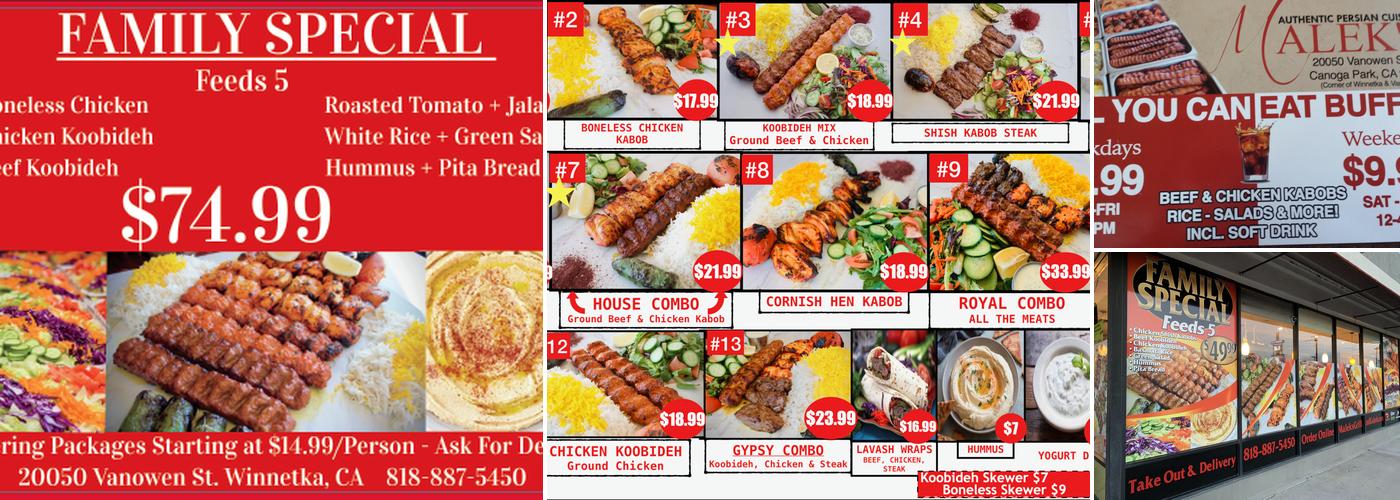 Malek's Grill & Kabob Menu