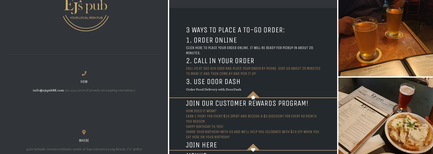 EJ's Pub - Bixby Knolls Menu