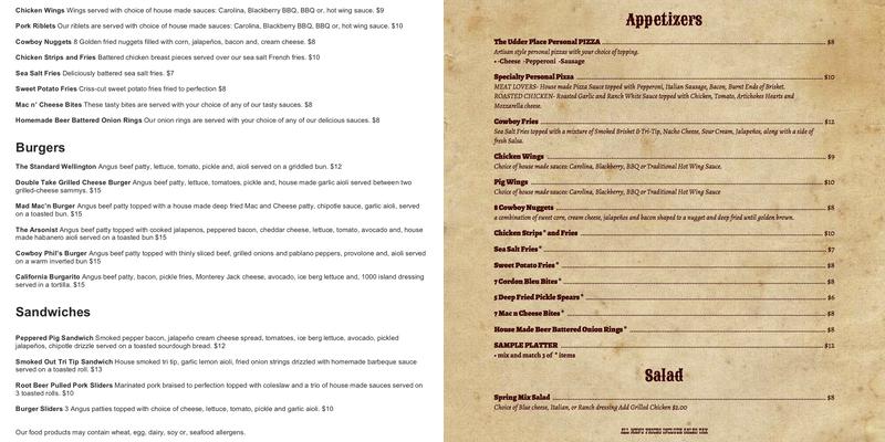 The Udder Place Menu