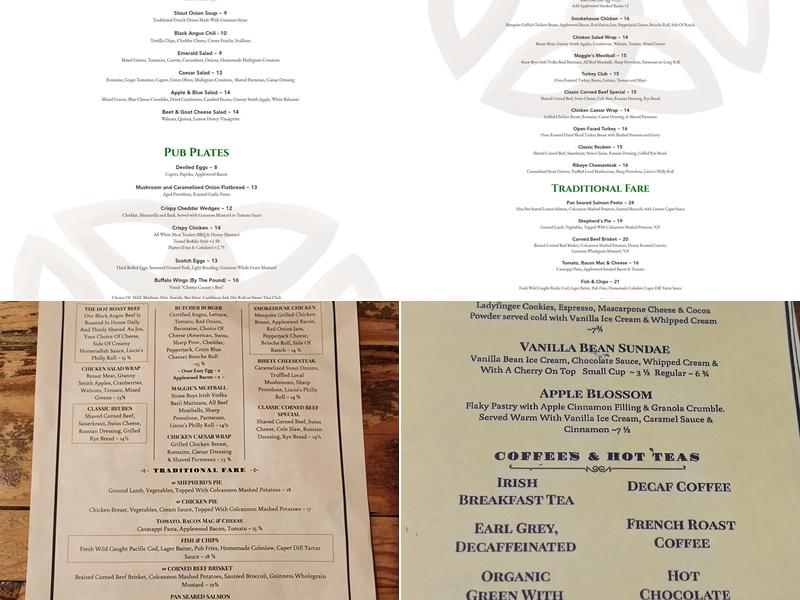 The Stone Tavern Menu