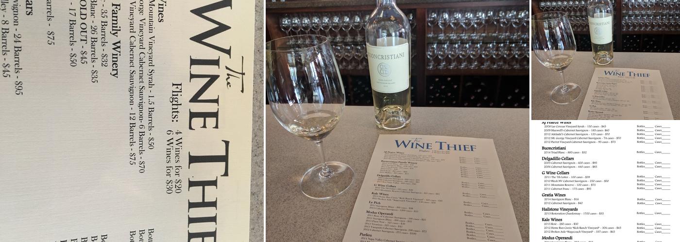 The Wine Thief Menu