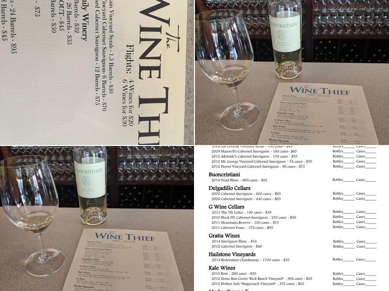 The Wine Thief Menu