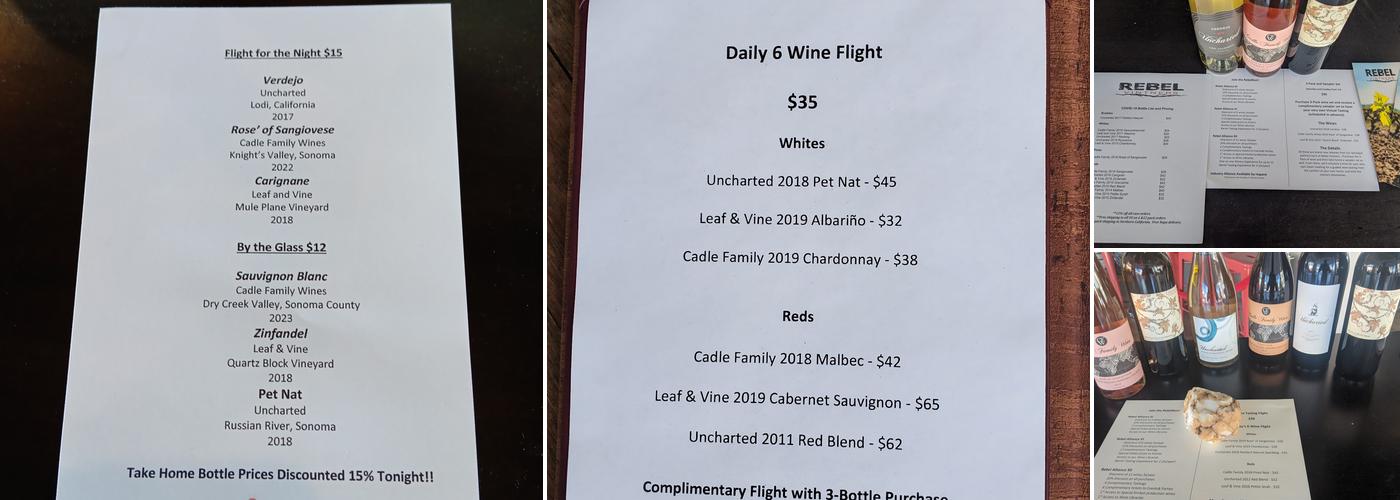 Rebel Vintners Menu