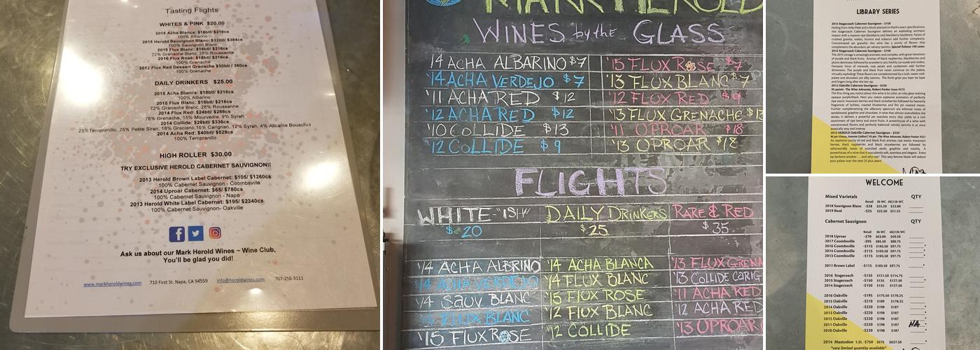 Mark Herold Wines Menu