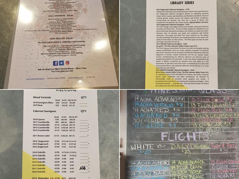 Mark Herold Wines Menu