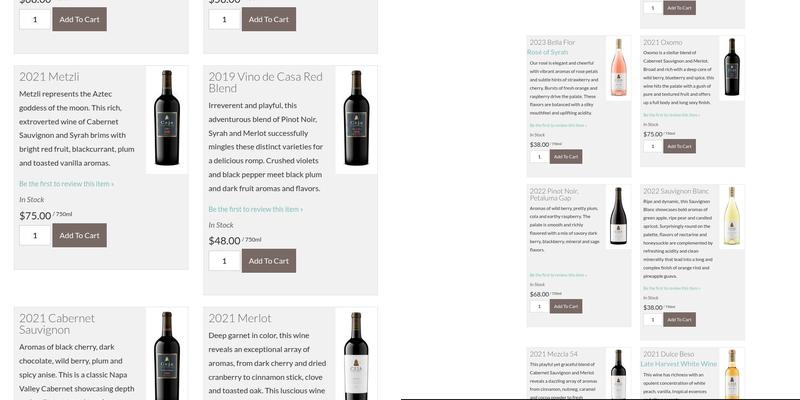 Ceja Vineyards Sonoma Wine Tasting Room Menu