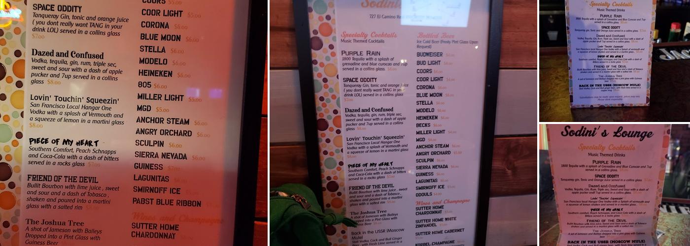 Sodini's Menu