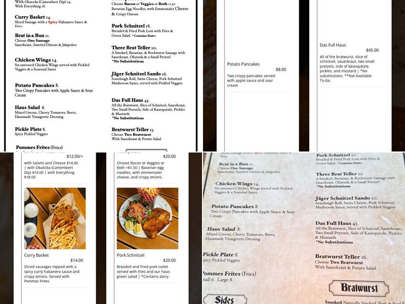 Gourmet Haus Staudt Menu