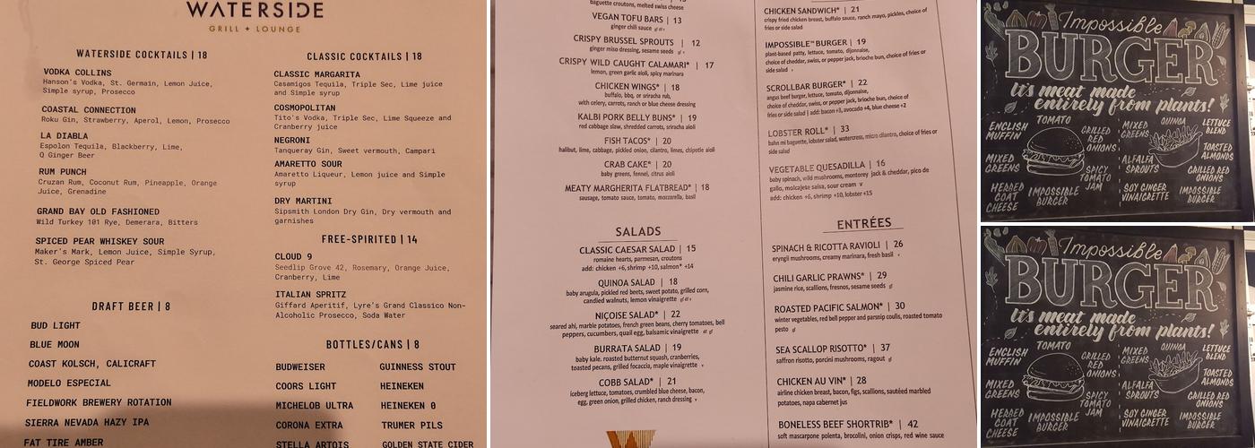 Waterside Grill + Lounge Menu