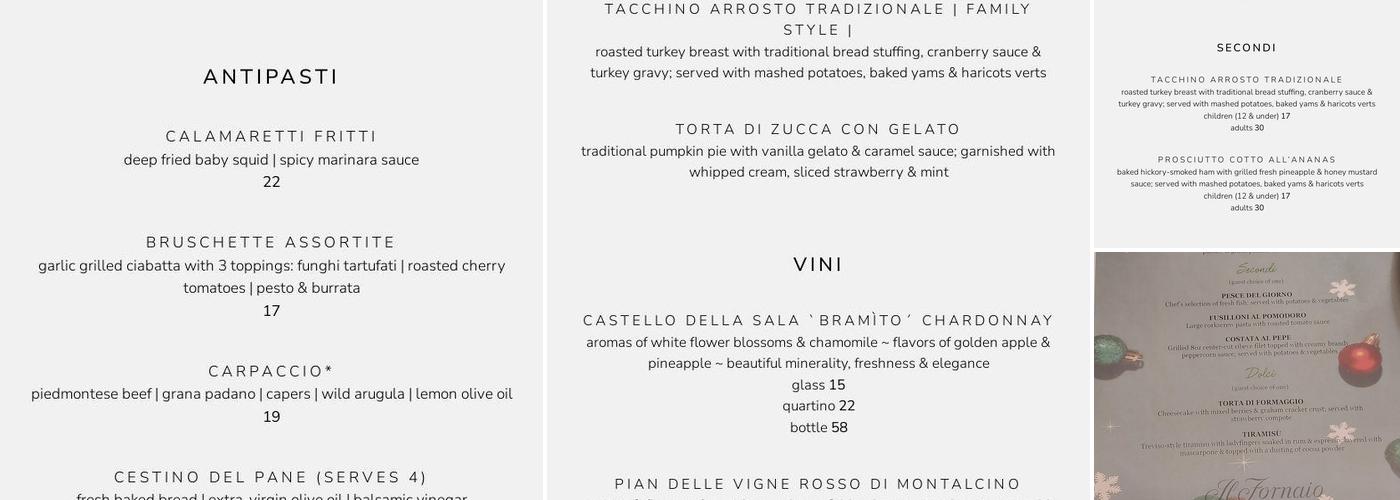 Il Fornaio Woodland Hills Menu