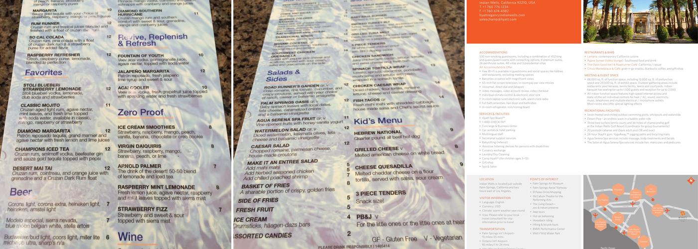Oasis Bar Menu