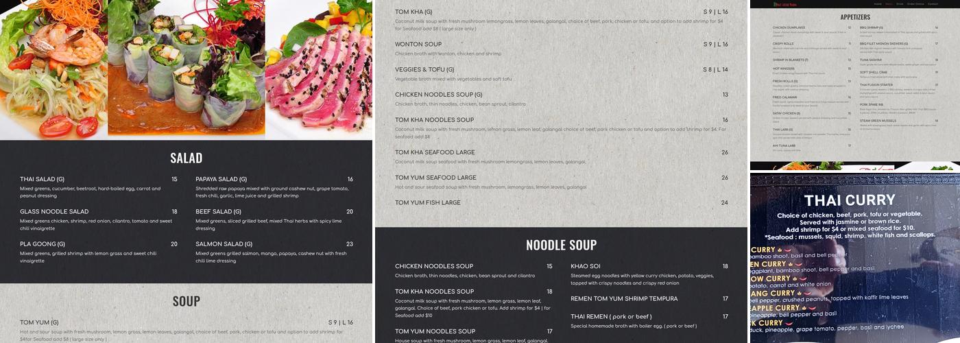 Thai Fusion Bistro Menu