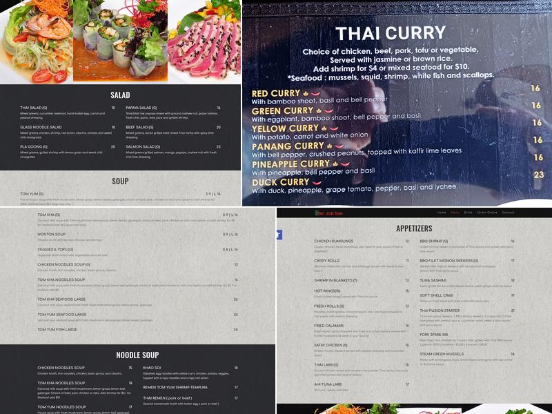 Thai Fusion Bistro Menu