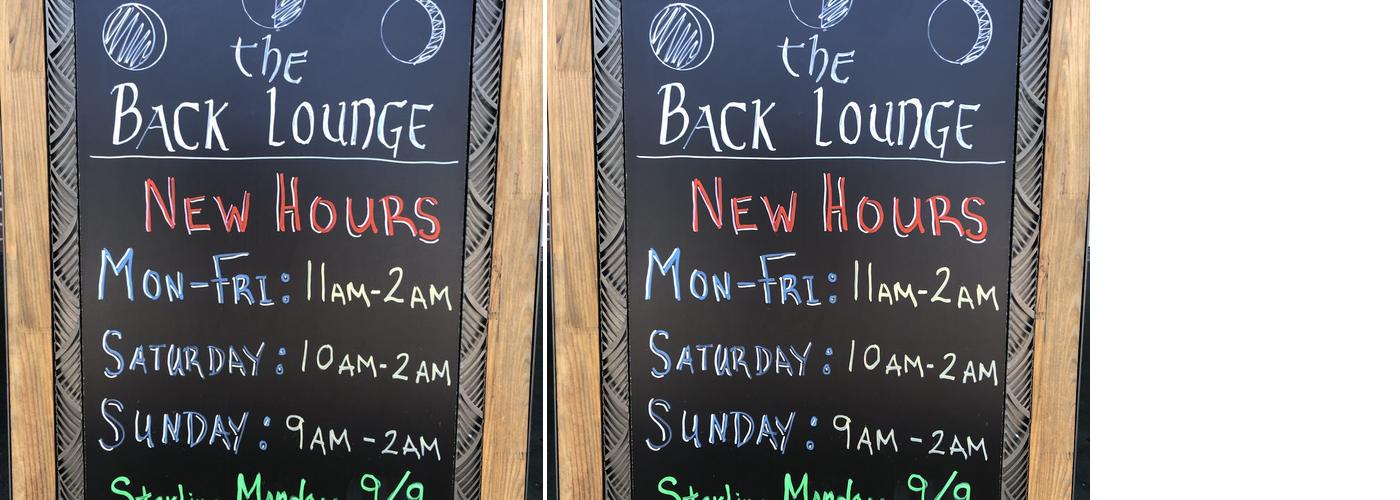 The Back Lounge Menu