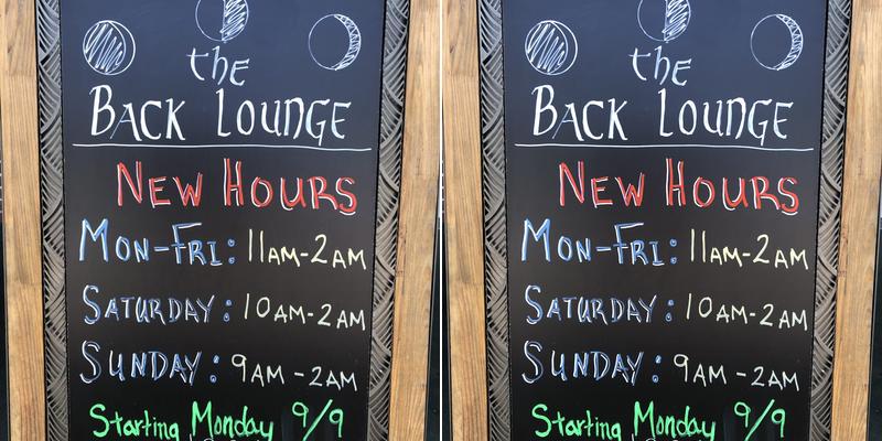 The Back Lounge Menu