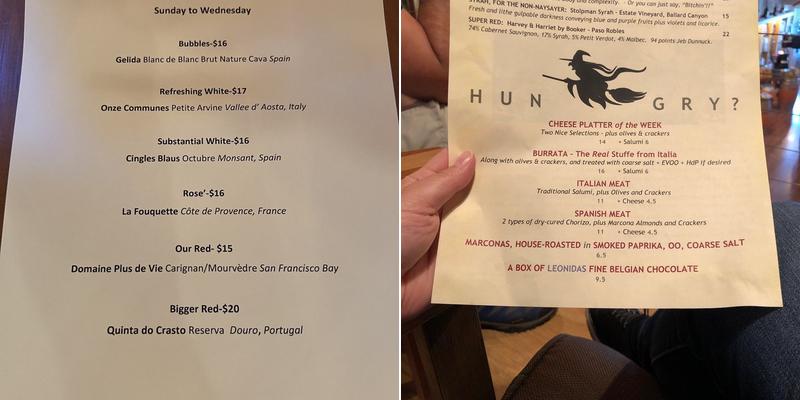 The Wine Steward Menu