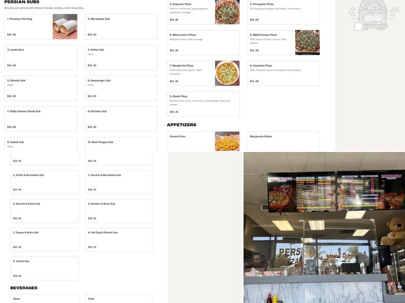 Persepolis Pizza & Subs Menu