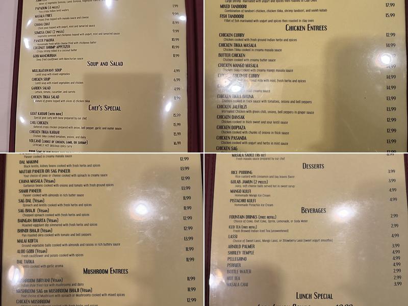 Agra Tandoori authentic Indian cuisine Menu