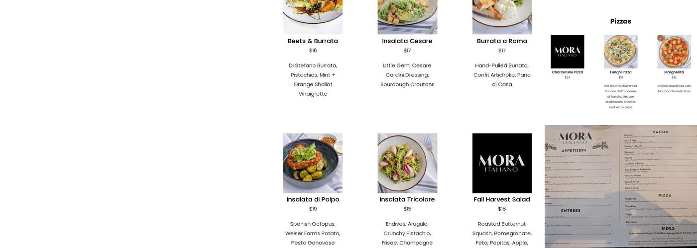 Mora Italiano Menu