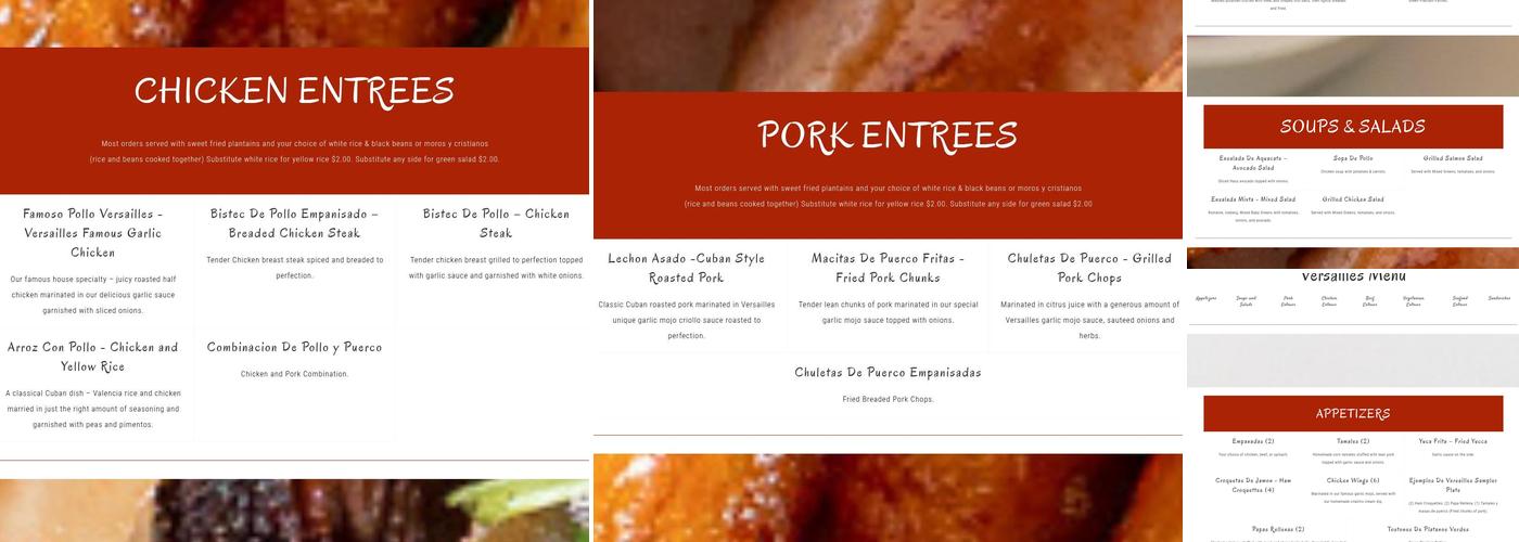 Versailles Cuban Food- Encino Menu