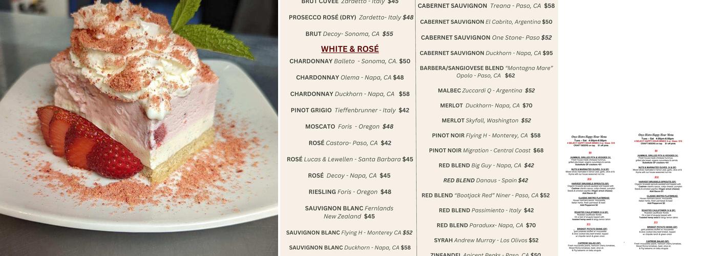 Onyx Bistro Menu