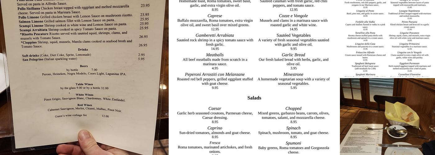 Spumoni Restaurant Menu