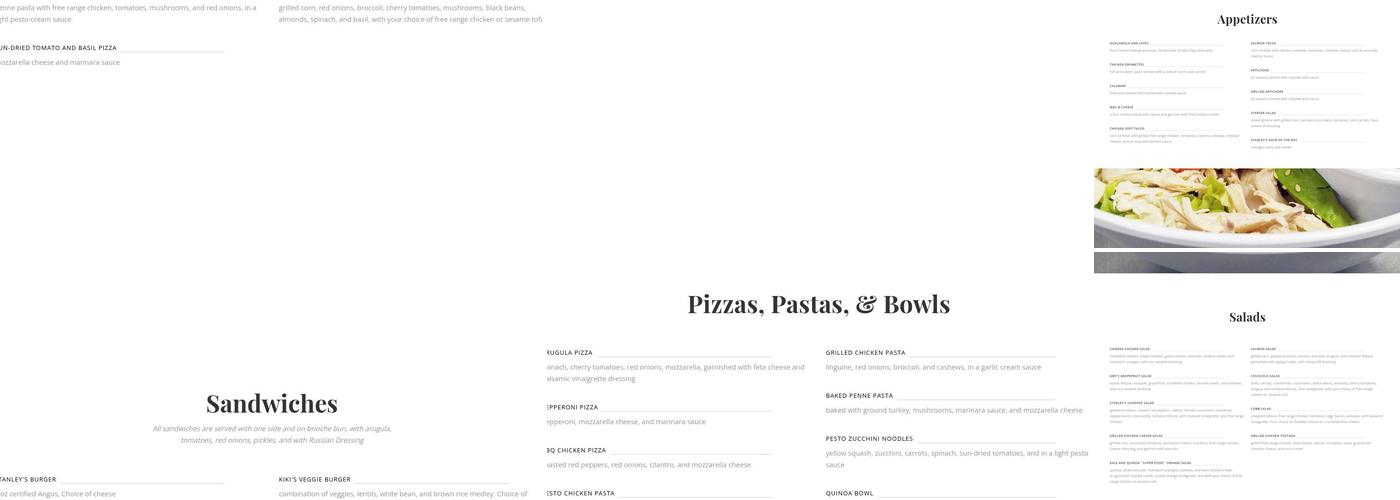 Stanley's Restaurant Menu