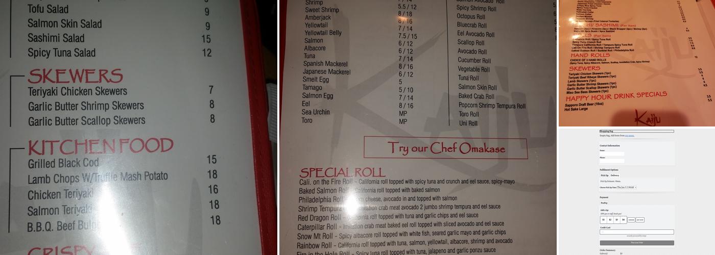 Kaiju Sushi Menu