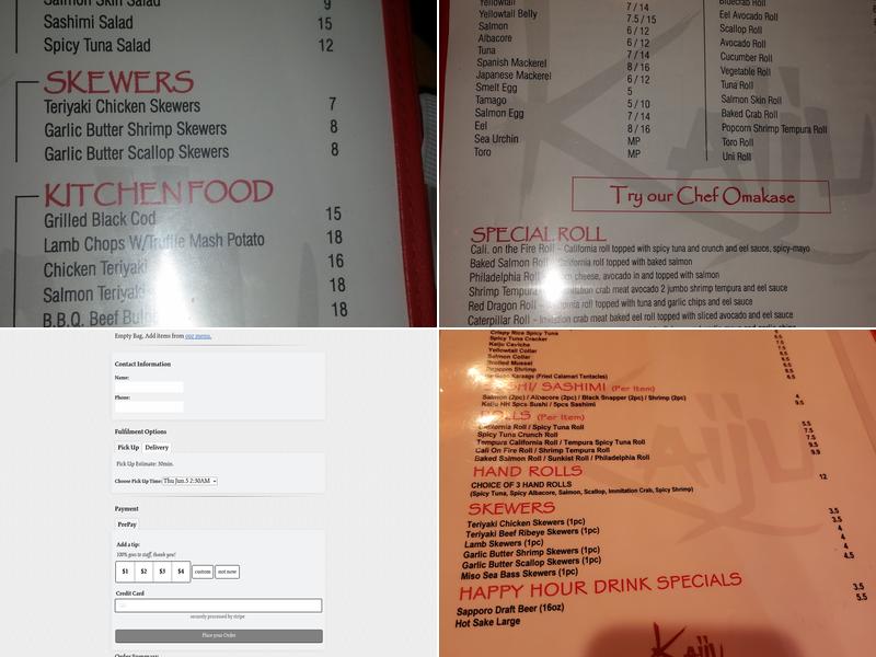 Kaiju Sushi Menu
