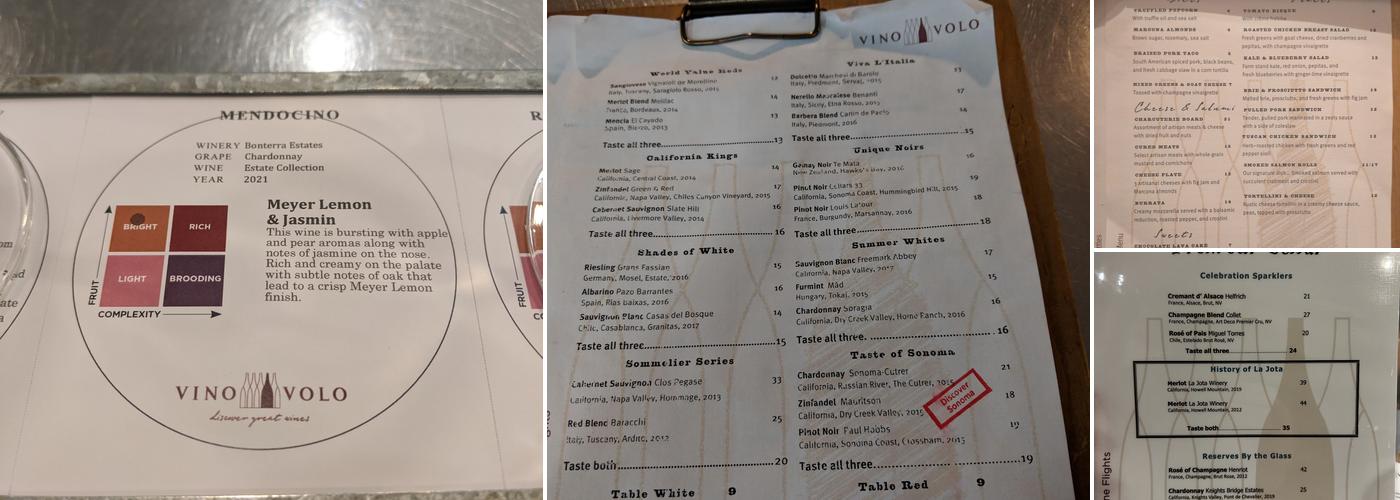 Vino Volo Menu
