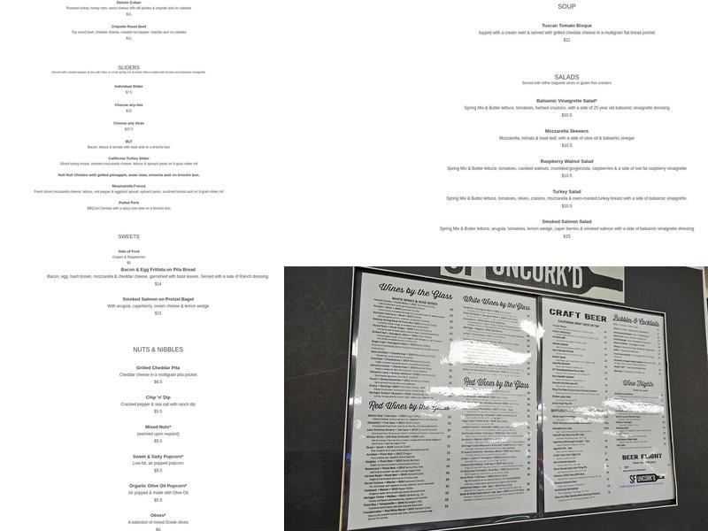 SF Uncork'd Menu